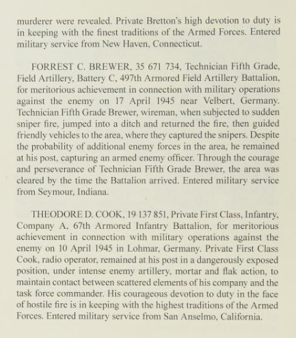 Continuation of Bretton Bronze Star citation (Hilden / Düsseldorf / Montabaur), GO 108.