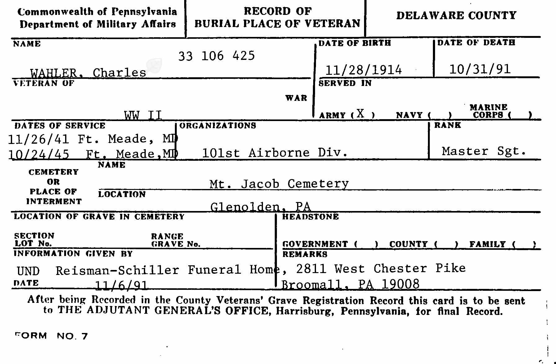File:Wahler Charles Pennsylvania burial record 1991.jpg