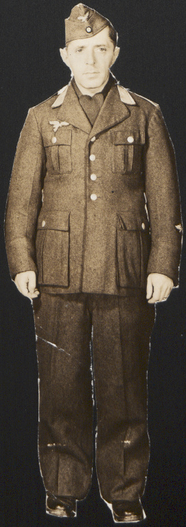 Camp Ritchie, Maryland, March 1945 — figure in German uniform (from Suessmann papers; reverse labeled Camp Ritchie)