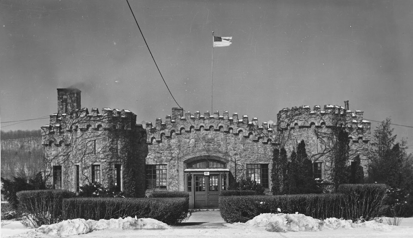 Camp Ritchie stone building in snow