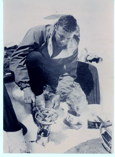 Field cooking during winter training.