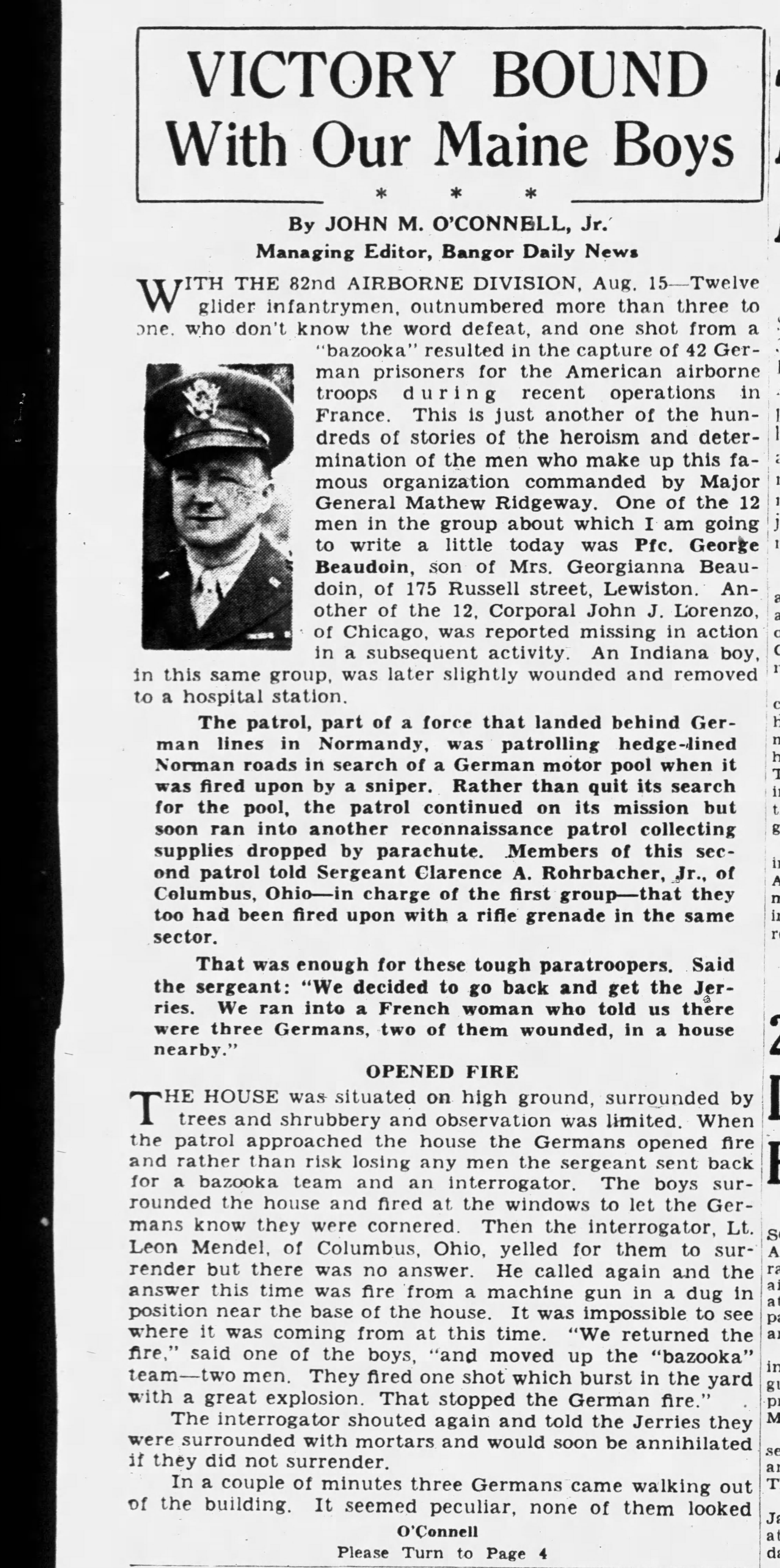 Bangor Daily News, 18 August 1944 (page 1).