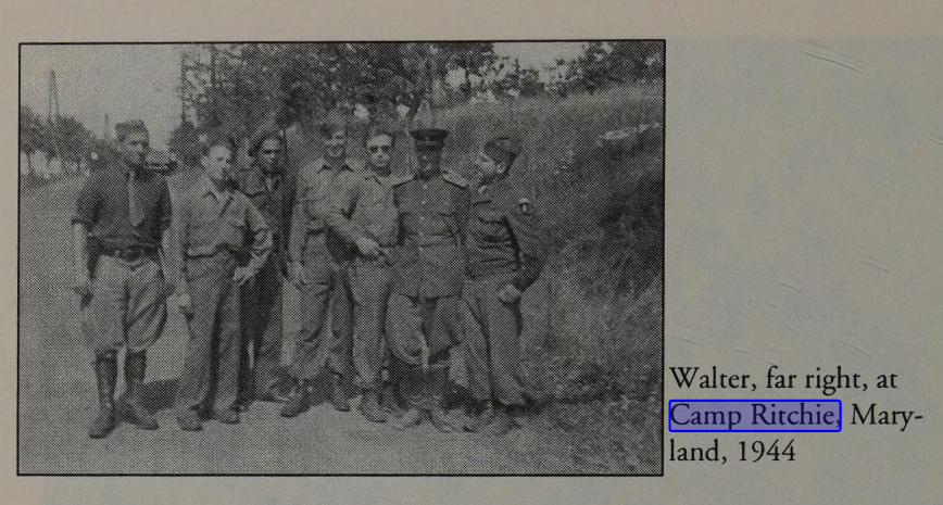 Walter Kohner (far right) at Camp Ritchie, Maryland, 1944.