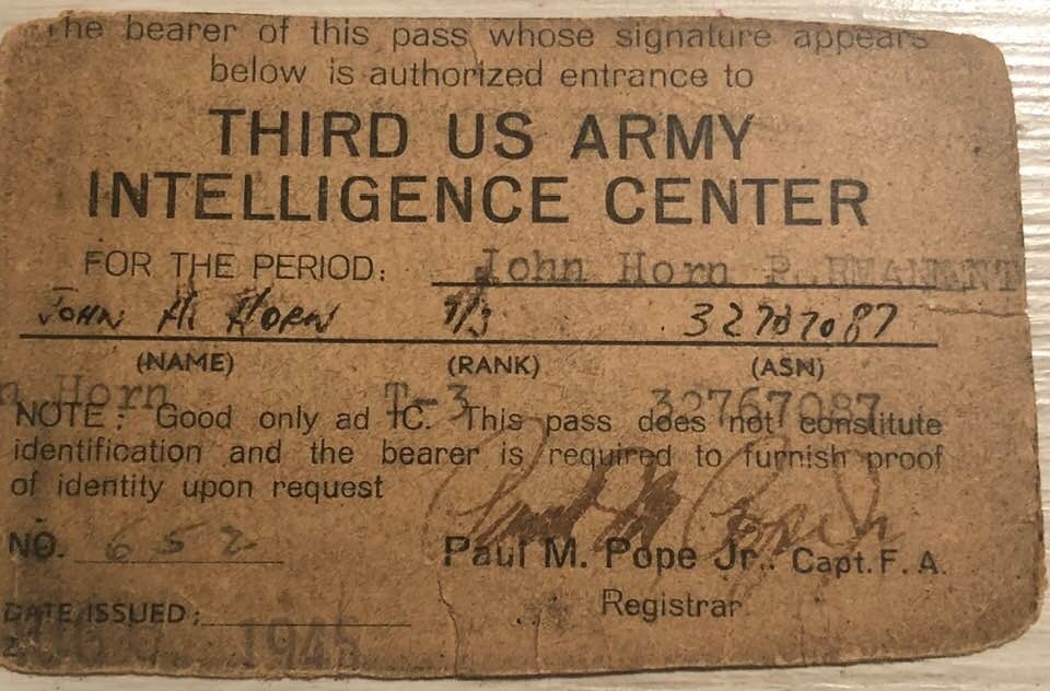 File:John H Horn 32707087 Third Army IC pass.jpg