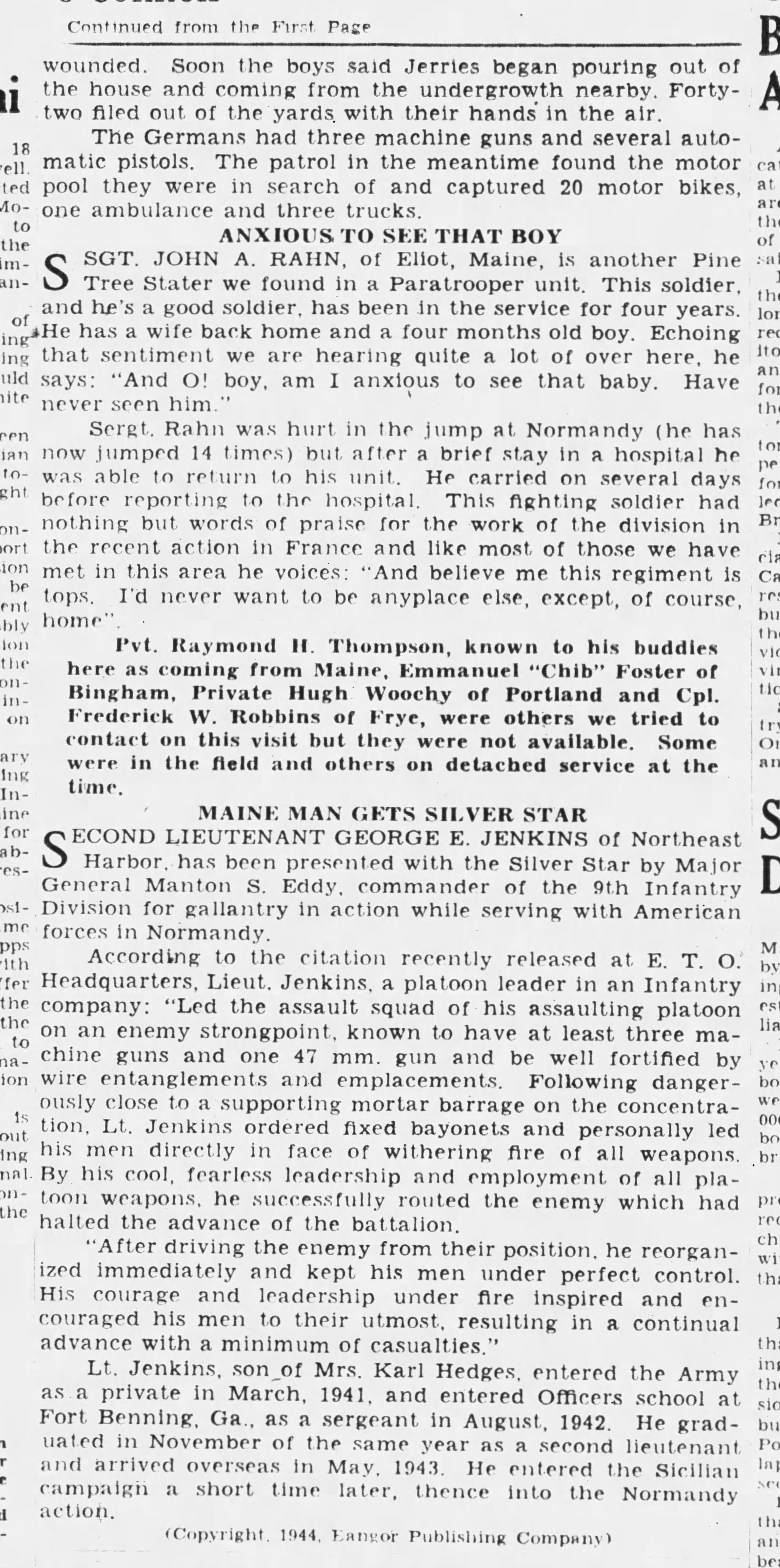 Bangor Daily News, 18 August 1944 (page 2).