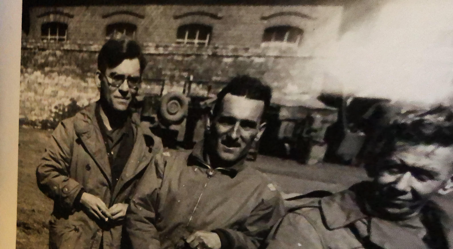 The top picture below is with RB Bergman (r) and his commanding officer (l), and in the picture below is RB Bergman and a pal in the motor pool