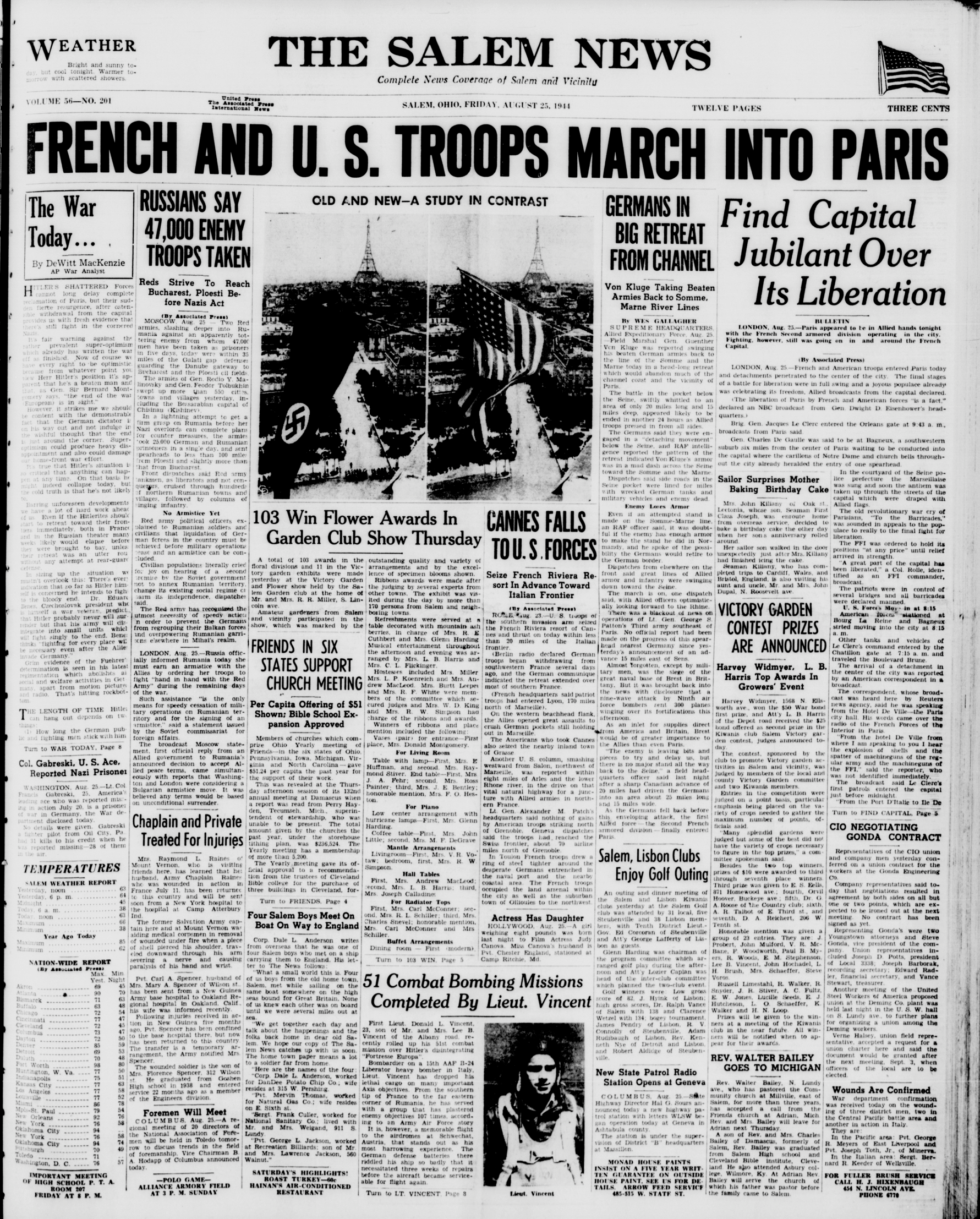 Salem News (25 August 1944): Pvt. Chester England stationed at Camp Ritchie (RB Archive).