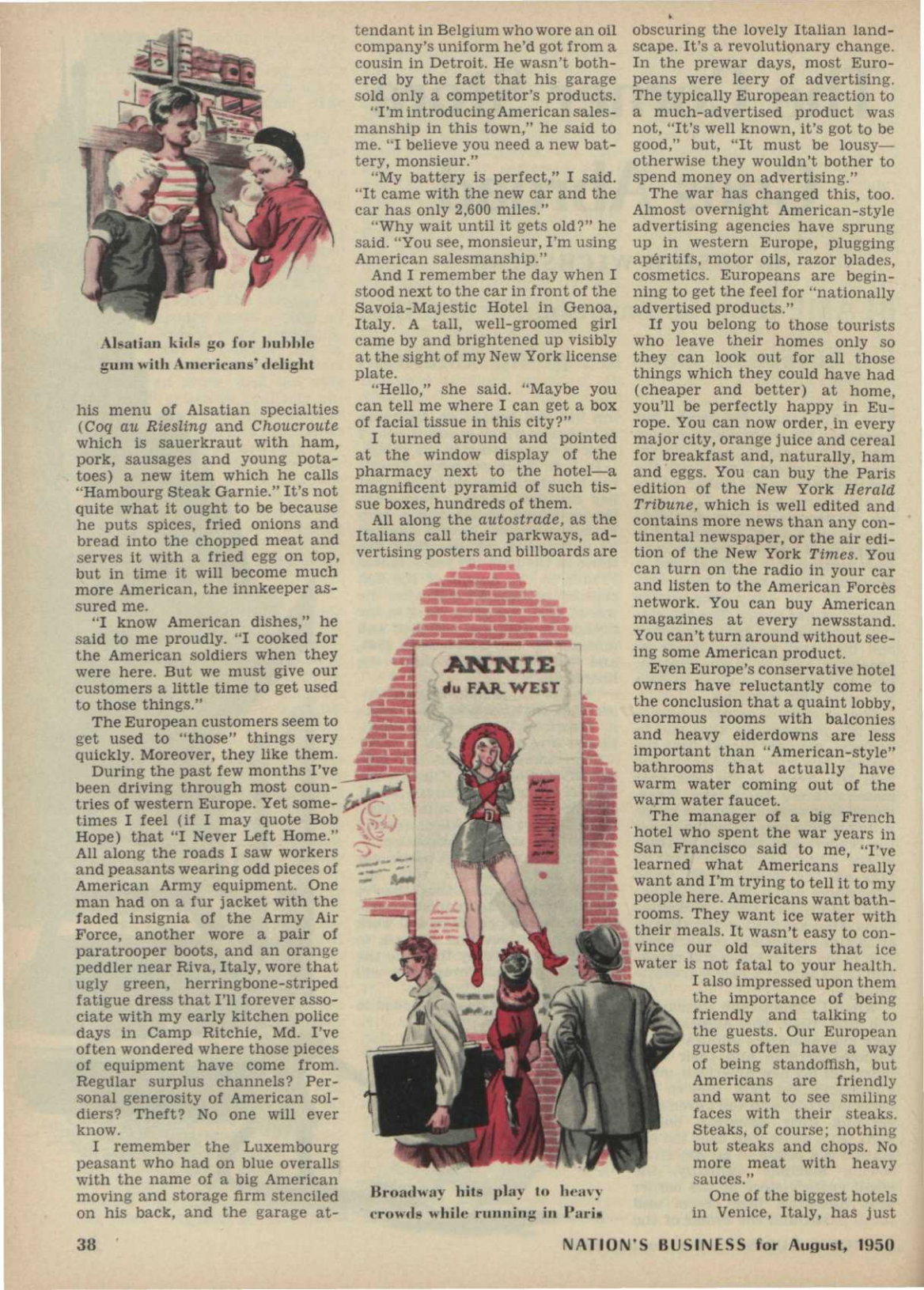 Wechsberg recalls early kitchen-police days at Camp Ritchie, Maryland (Nation's Business, August 1950, "The Corner Store Goes Abroad").