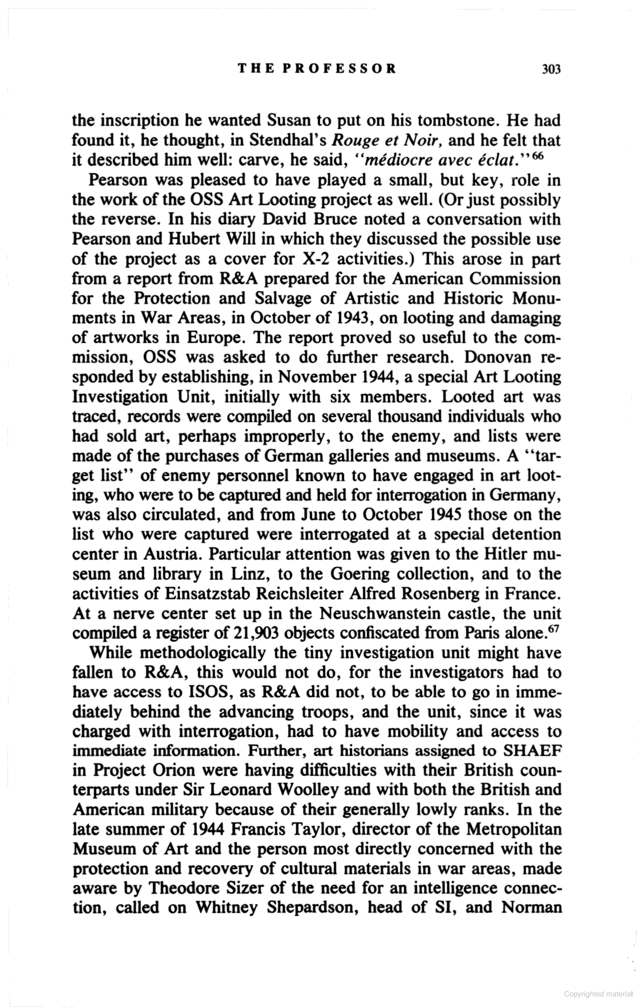 Robin W. Winks, Cloak & Gown, p. 303 (RB Archive).