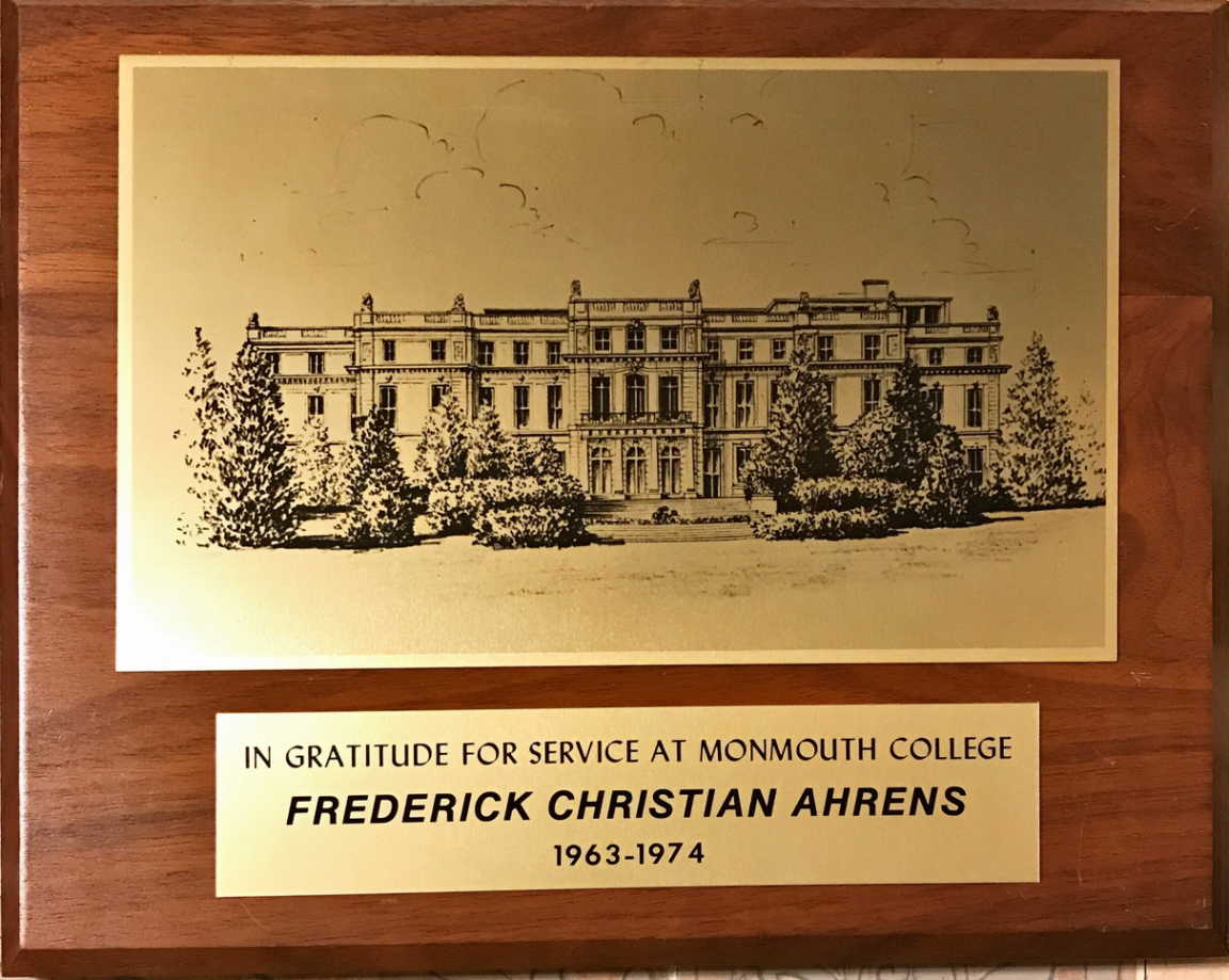 File:Frederick C Ahrens 36648505 Monmouth College plaque.jpg