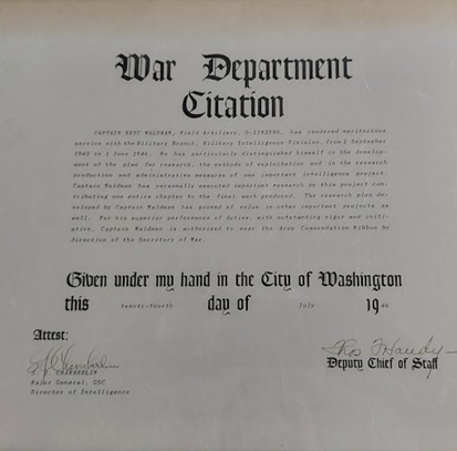 War Department Citation, 1946