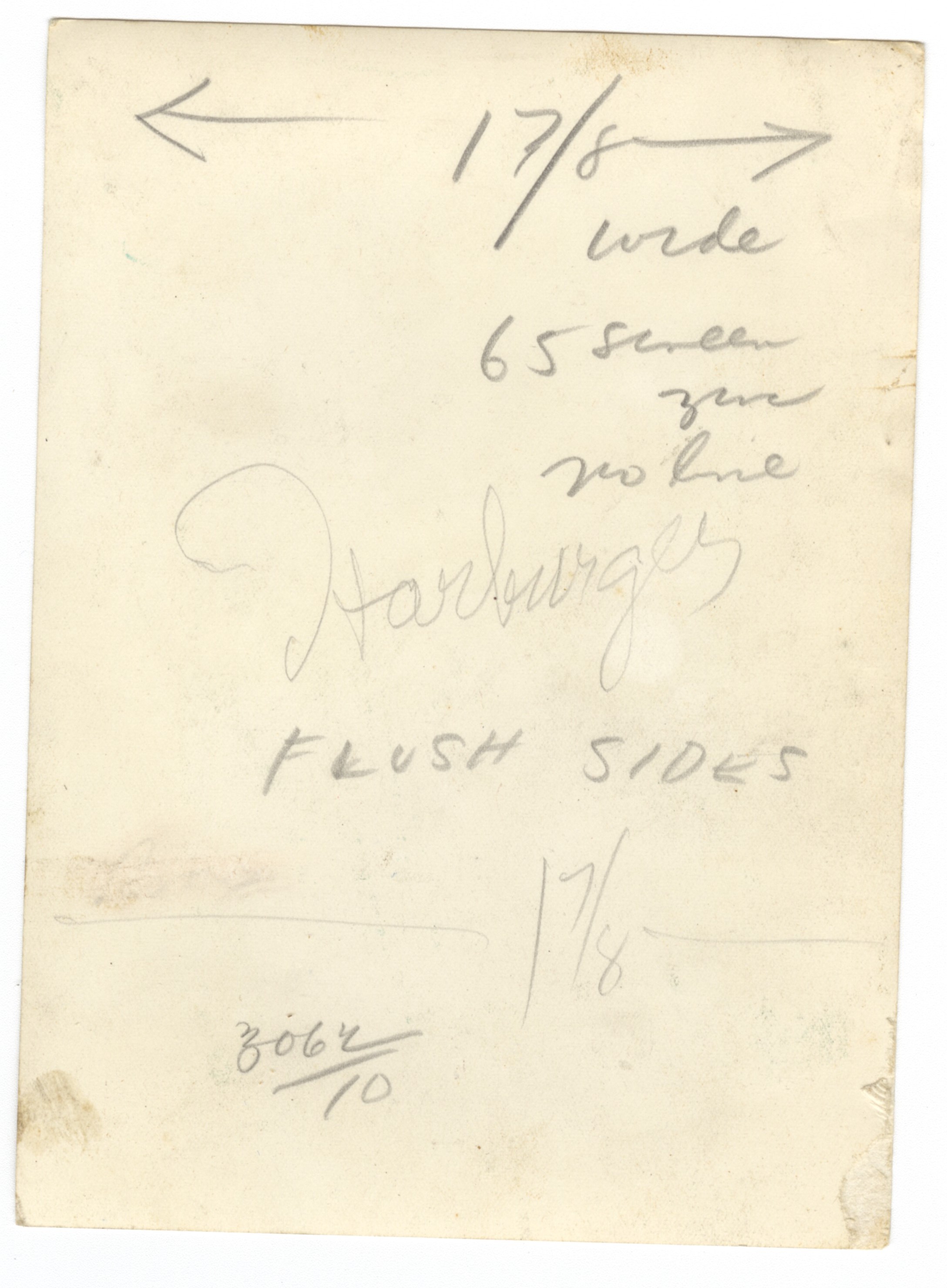 Verso of army portrait (publication crop marks; name Harburger) (RB Archive).
