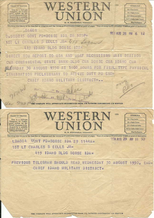 Army recall telegram, c. 1950 (RB Archive)